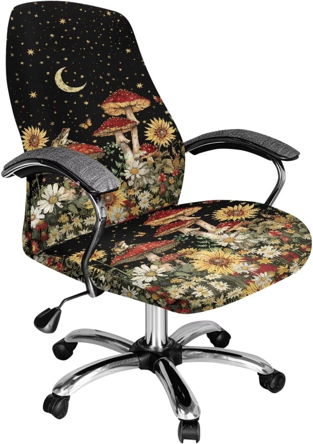 Mushroom Office Chair Seat Cover Desk Chair Seat Slipcover Universal Computer Chair Covers Stretch Rotating Chair Slipcover with Elastic Band