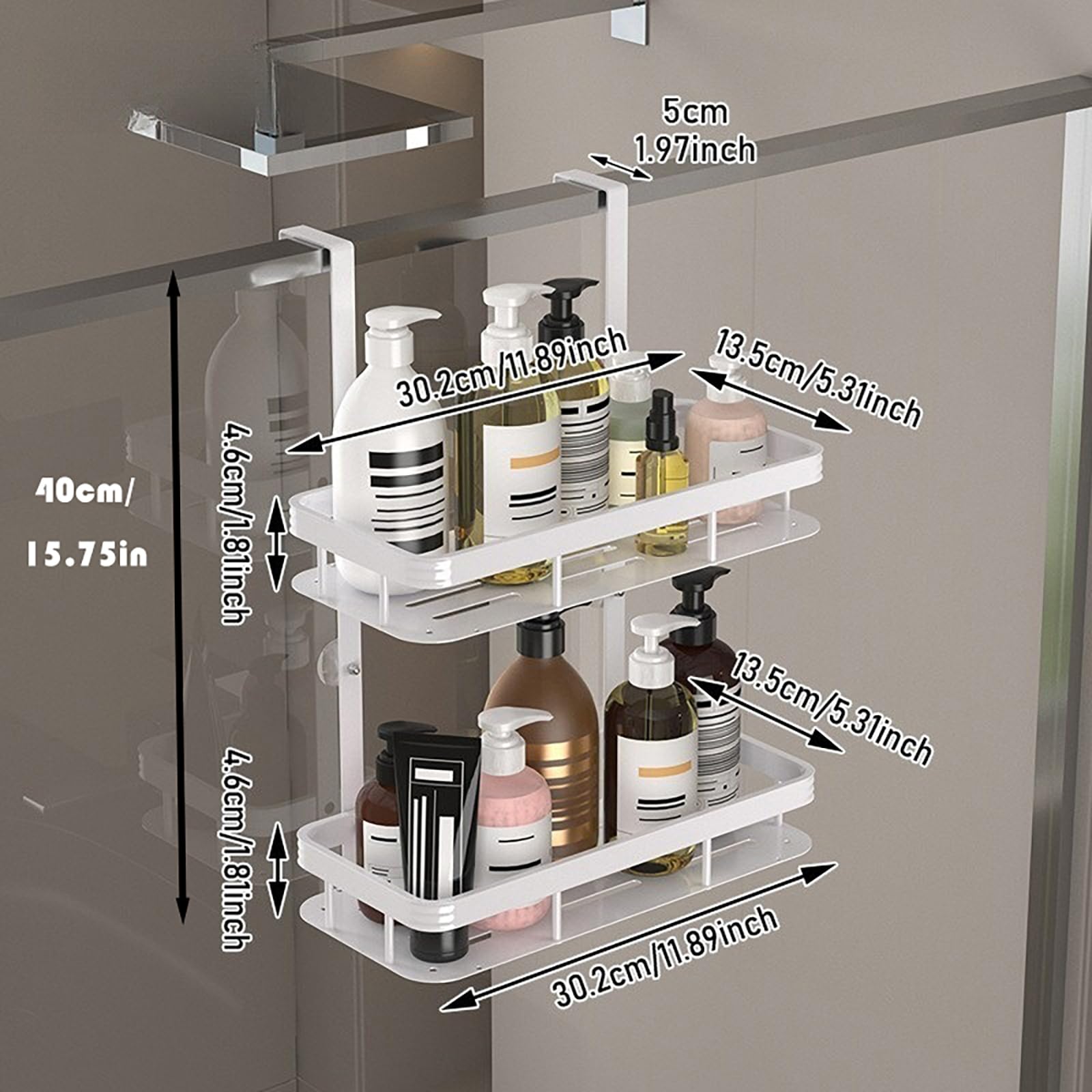 Mensola doccia da appendere SUS304, mensola doccia in acciaio inossidabile con ganci, mensola doccia sospesa in vetro per bagno con finitura nichel | Leroy Merlin
