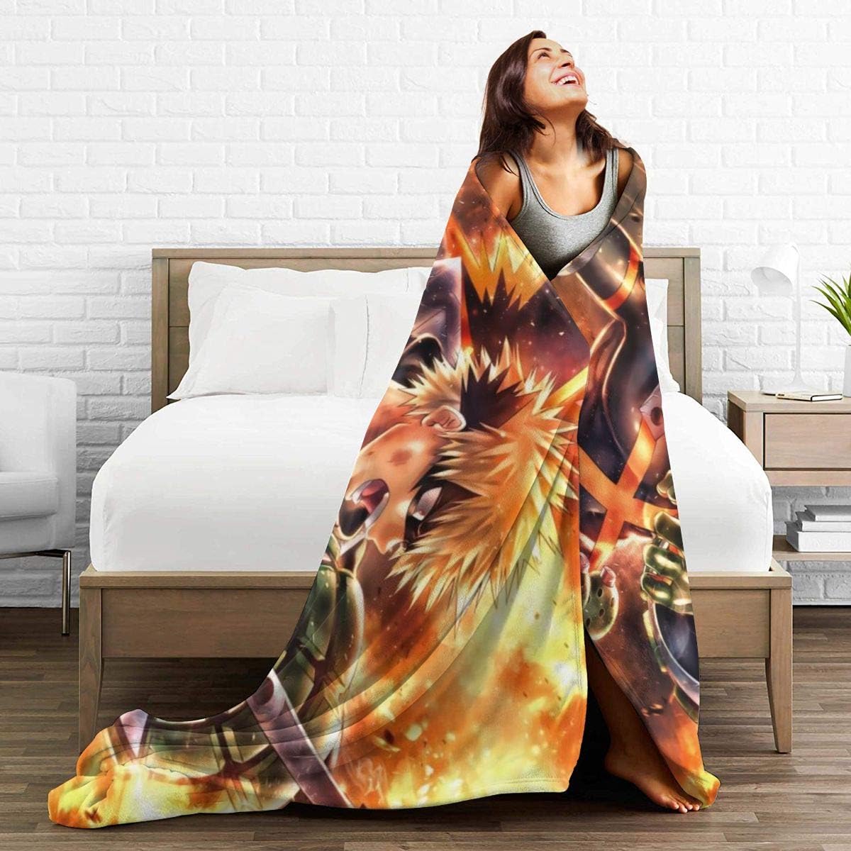 🔥 Magicuas Kachann BNHA Blanket Sherpa Throw Blanket Flannel Fleece Couch Quilted Blankets for Kids Adults for Thanksgiving Halloween 80x60