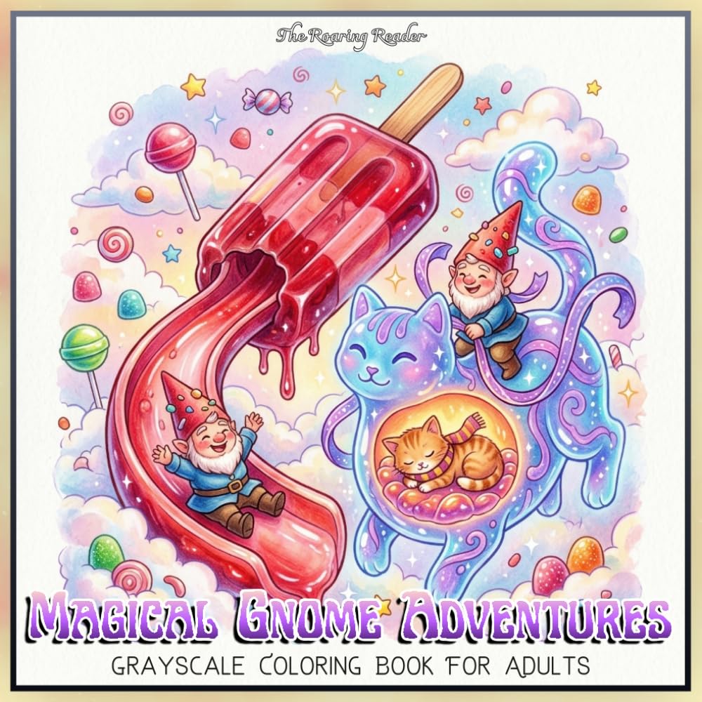 Magical Gnome Adventures Grayscale Coloring Book: 52 Cozy Fantasy Adventures Featuring Adorable Gnomes Riding Magical Creatures Through Giant Flowers, ... (Magical Creatures and Fantasy Adventures)