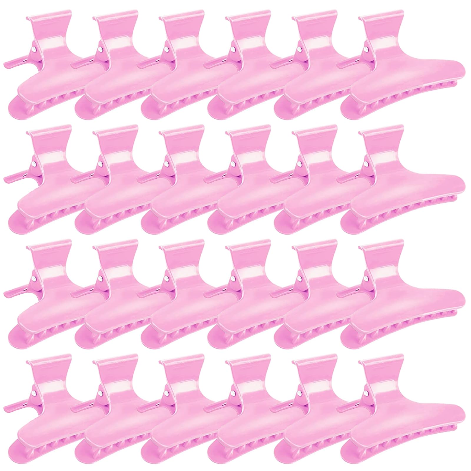 Ondder 24 Pcs Pink Butterfly Hair Clamps and Claw Clips for Styling, Sectioning, Cutting, Coloring - Pro Salon Hairdressing Tool Accessories for Women