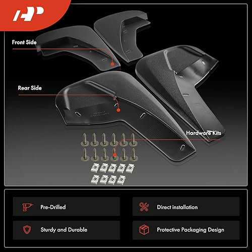 Miniatura 3 de A-Premium Juego de 4 guardabarros compatibles con Chevrolet Tahoe 09-14 y GMC Yukon y Cadillac Escalade 07-14, sin guardabarros, delanteros y