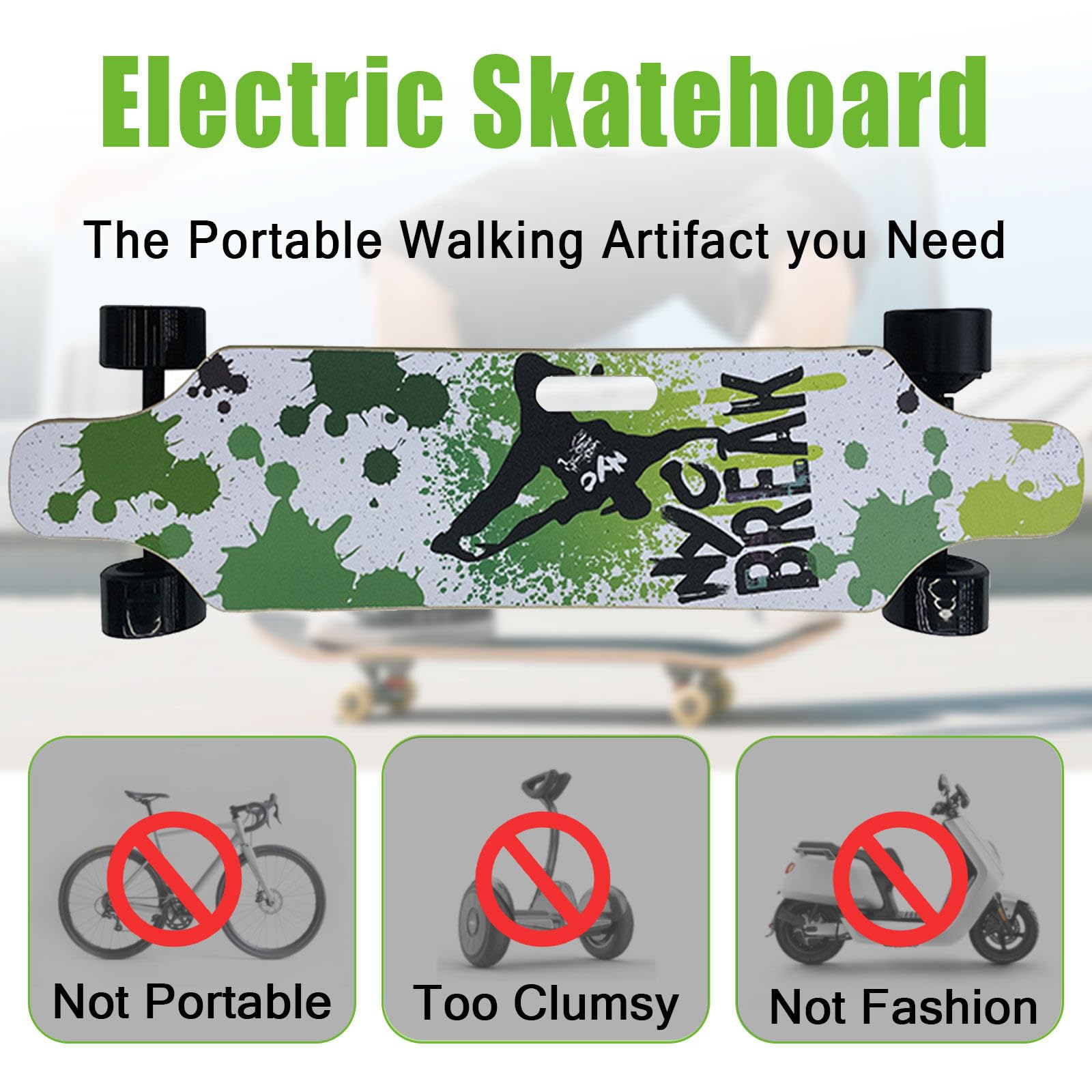 Skateboard électrique avec télécommande, Longboard, Moteur hub Simple/Dual, Vitesse maximale 22-40 km/h, Longboard électrique pour débutants et Adolescents Single-Drive-20km