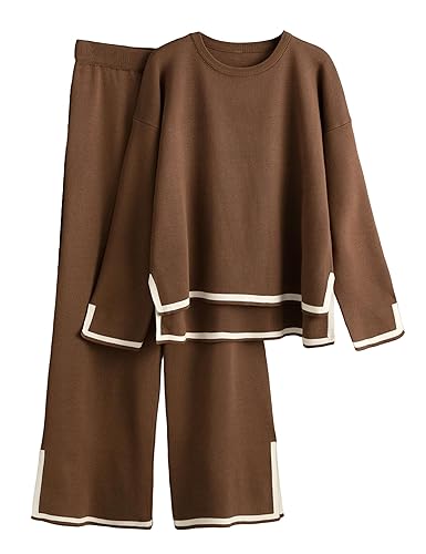Women's 2 Piece Outfits Long Sleeve Knit Sweater Top Wide