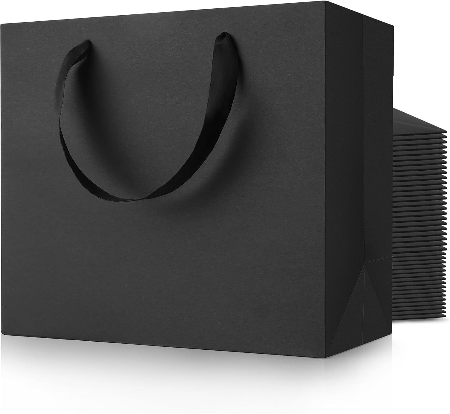 MOXARYSU Large Black Gift Bags: 12.5x4.5x11 Inch 48pcs Kraft Paper Bags Bulk For Party Shopping Birthday Wedding (L,48)