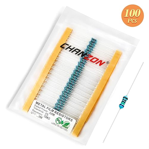 Vista 120 de Chanzon 100pcs 1/4W (0.25W) 33K Ω ohmios Resistencia fija de película metálica 0.01 ±1% Tolerancia 33KR MF Resistencias de orificio pasante