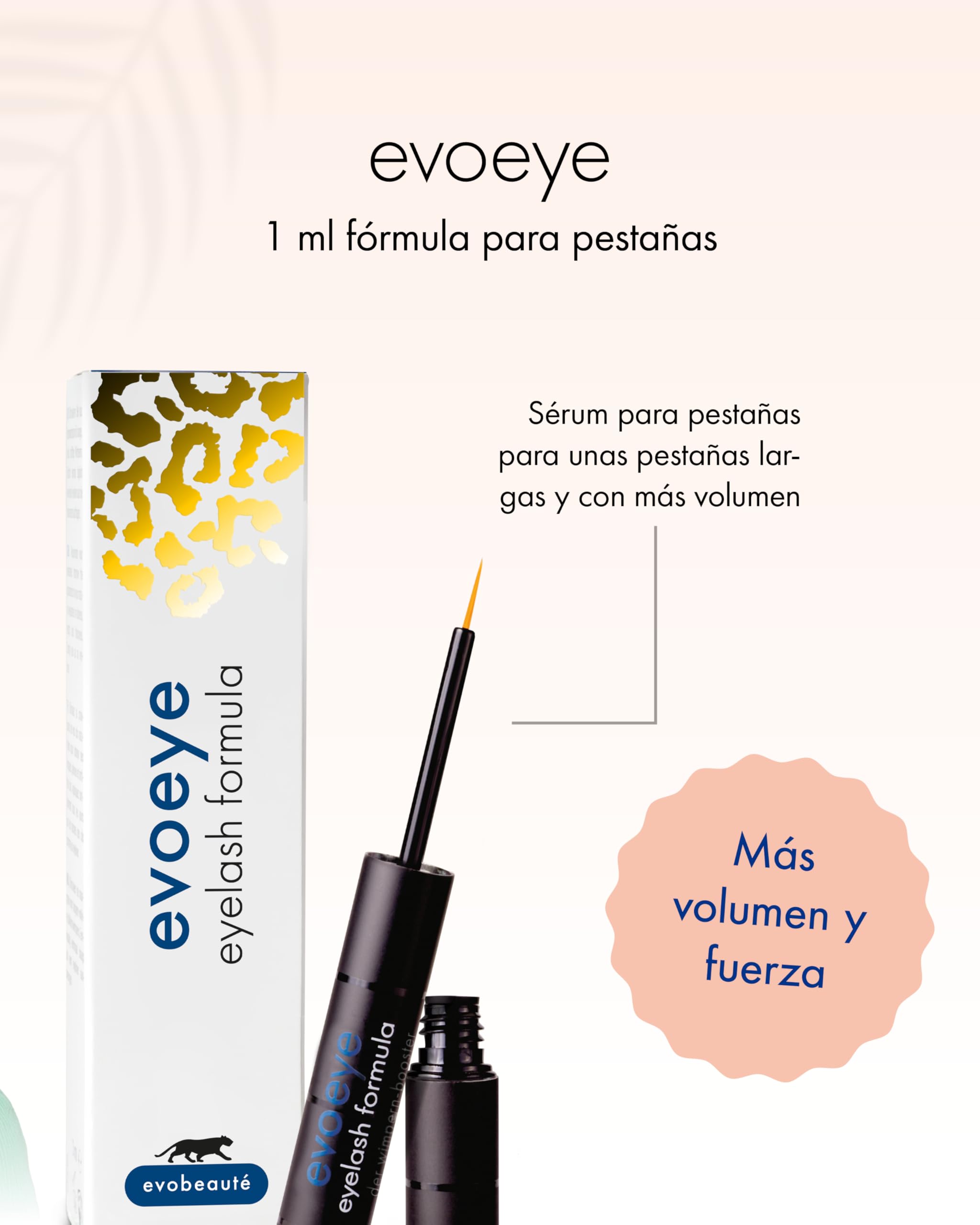 evoeye Eyelash Formula 1 ml - Sérum de pestañas de alto rendimiento para la apariencia de pestañas más largas y densas en 6-8 semanas, sérum hidratante con péptidos revitalizantes