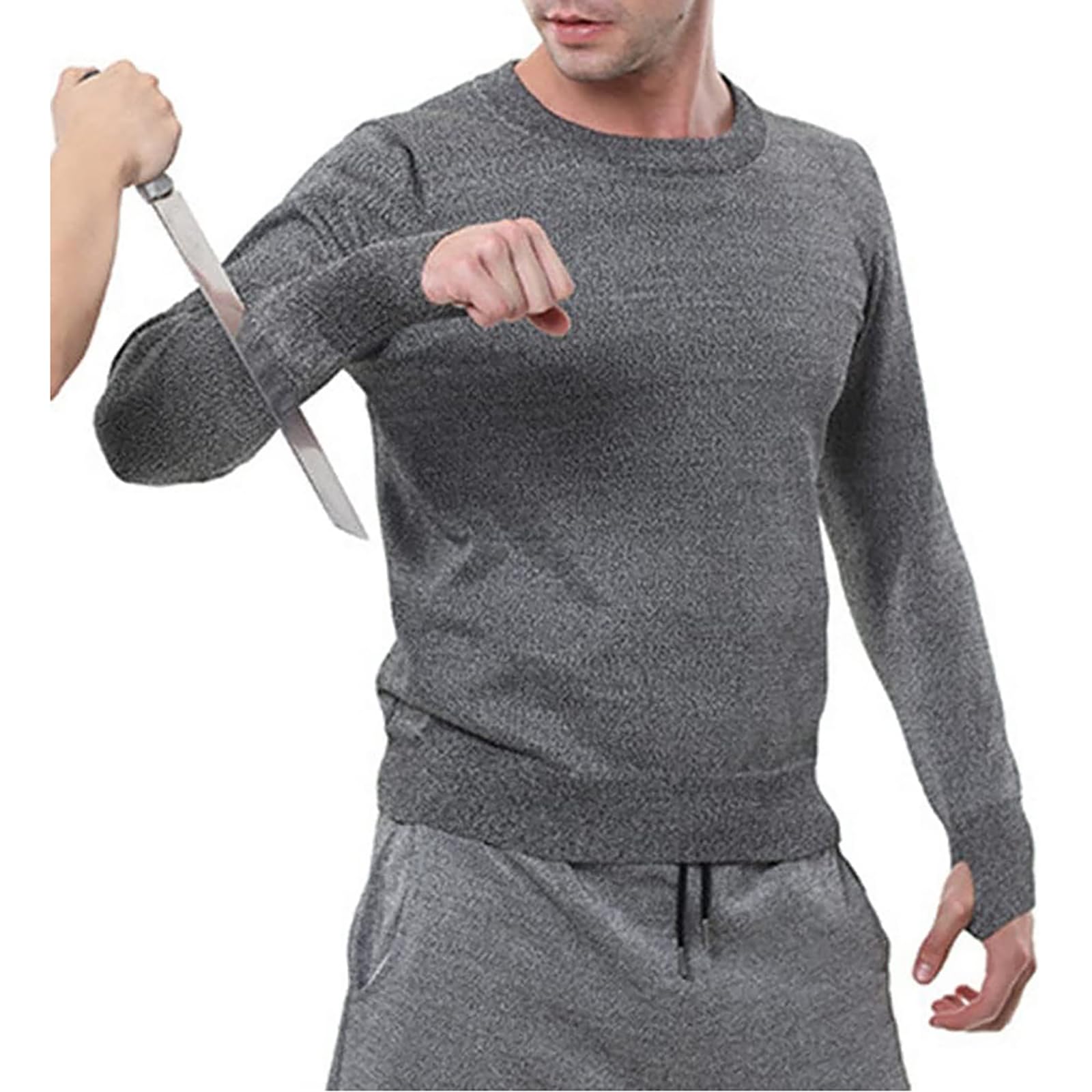 Pounjsd Long Sleeves Stab Proof Vest, Anti Knife Stab Vests, Cut Resistant, Knife Proof Clothing, Anti Stab Vest For Guards,Security Guards, Police, Self-Defense, Security, Machine Washable, Grey, M