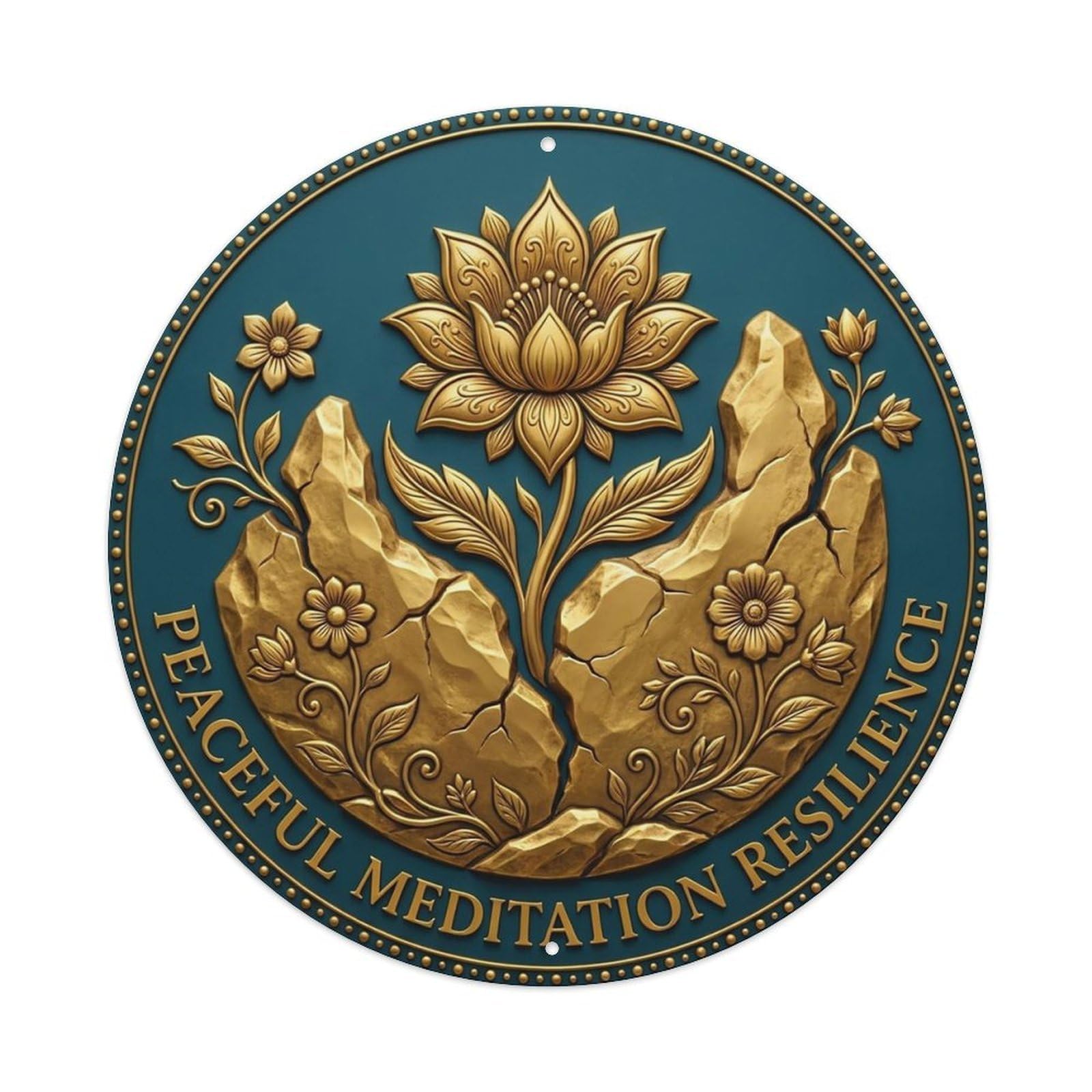 Vintage Peaceful Meditation Resilience Flower Zen Yoga Metal Tin Sign