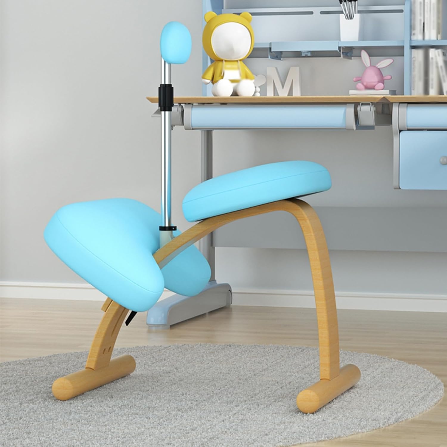Kneeling Chair with Highly Resilient Sponge,Ergonomic Posture Chair,Wood Adjustable Kneeling Desk Chair,for Work Study(Color 5)
