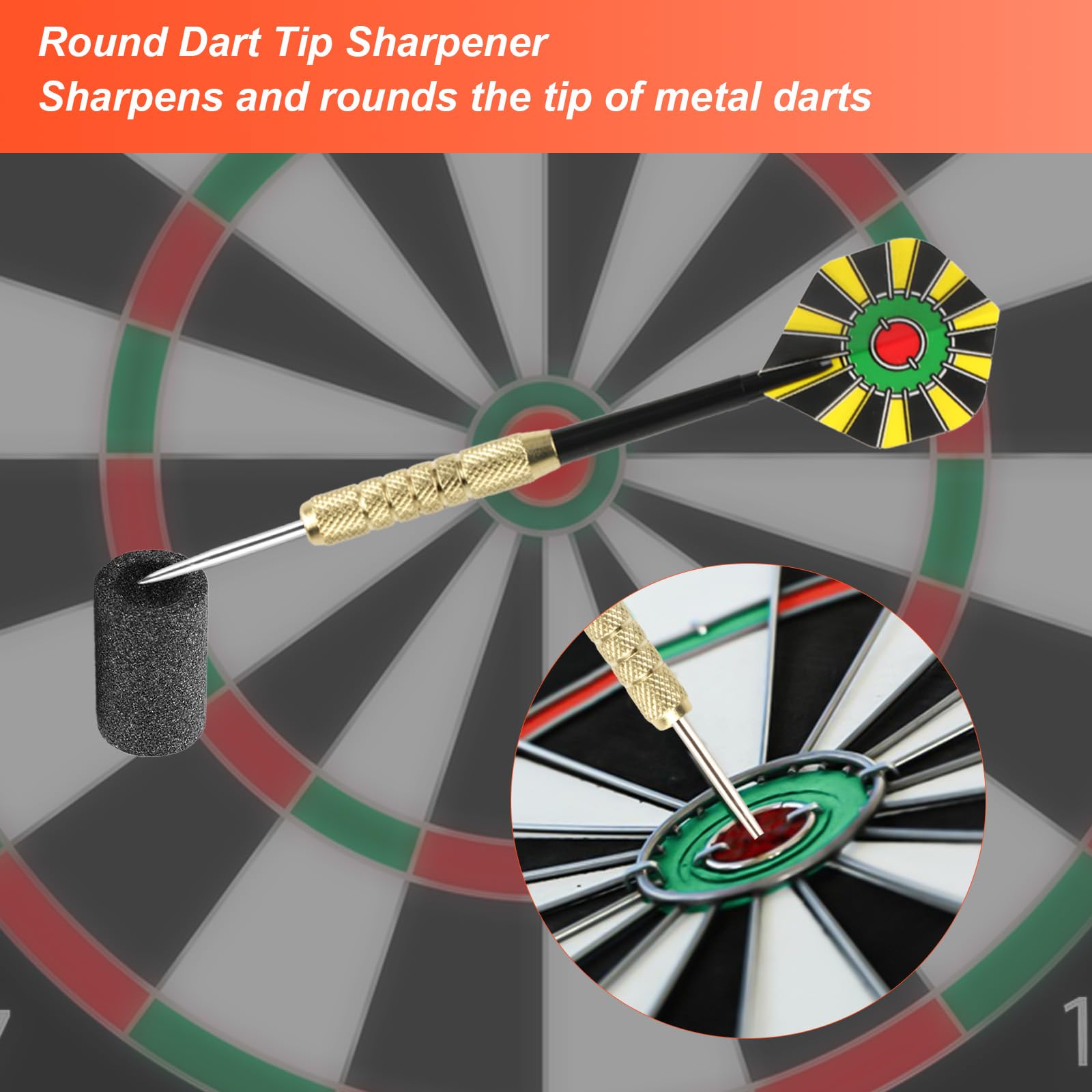 18 Piezas Dardos con Punta de Metal, Punta Acero Darts, Juego de Dardos con Caña y Plumas, para Principiantes y Aficionados, Incluye Piedra para afilar Dardos y Funda para Dardos — view 6