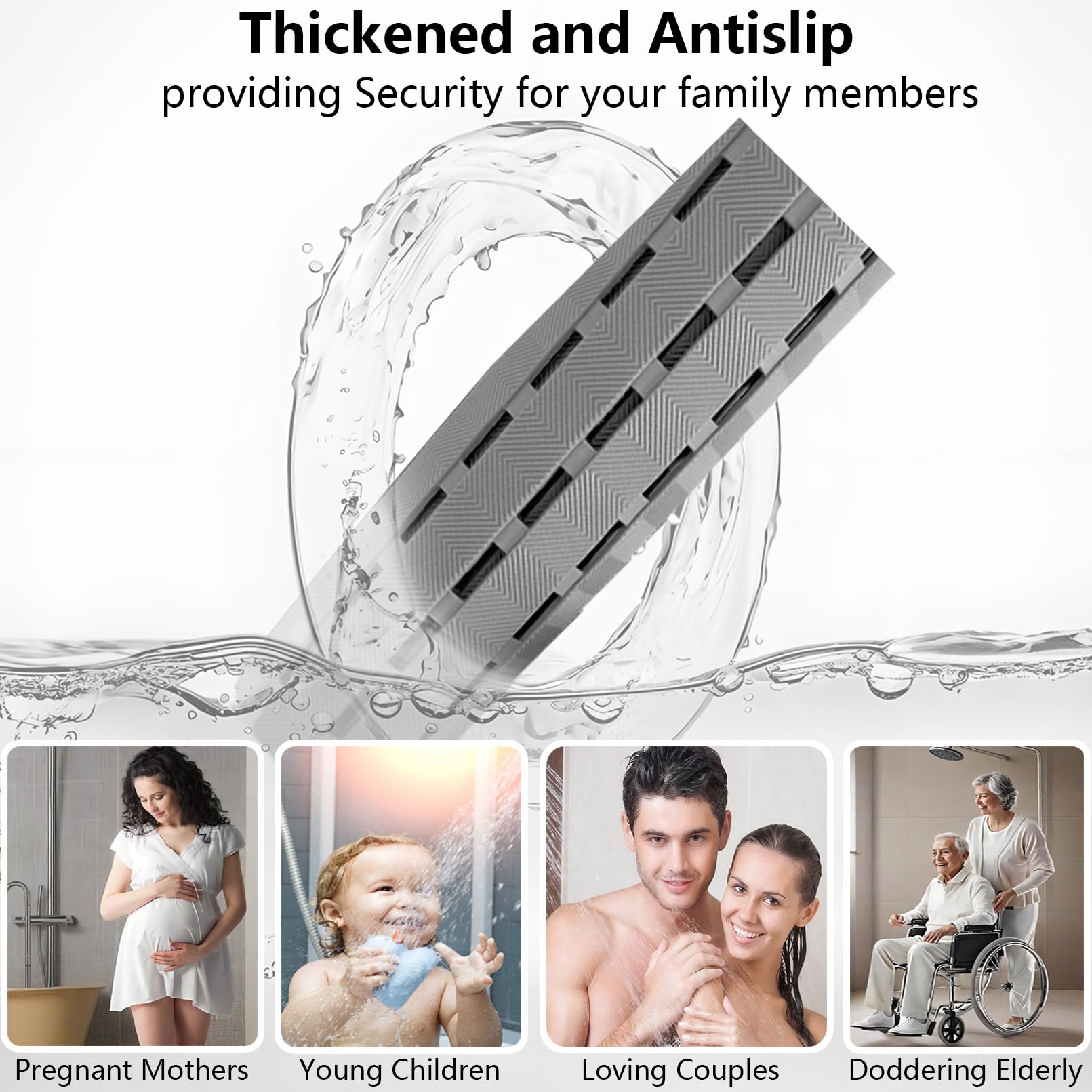 easyBee Duschmatte Hautsensitiv 70x40 cm, Badewannenmatte Kinder Antirutschmatte Dusche BPA frei Latexfrei Duschmatte rutschfest Schimmelresistent Maschinenwaschbar Duscheinlage rutschfest (Grau)
