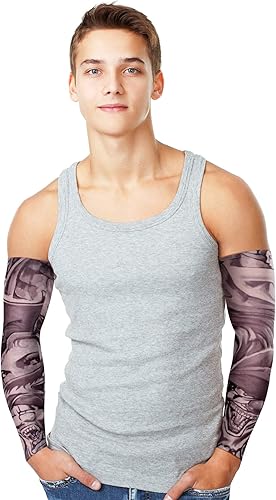 Miniatura 4 de Boao 10 pares de mangas de brazo de enfriamiento para hombre guantes largos sin dedos antideslizantes protección solar mangas temporales patrón