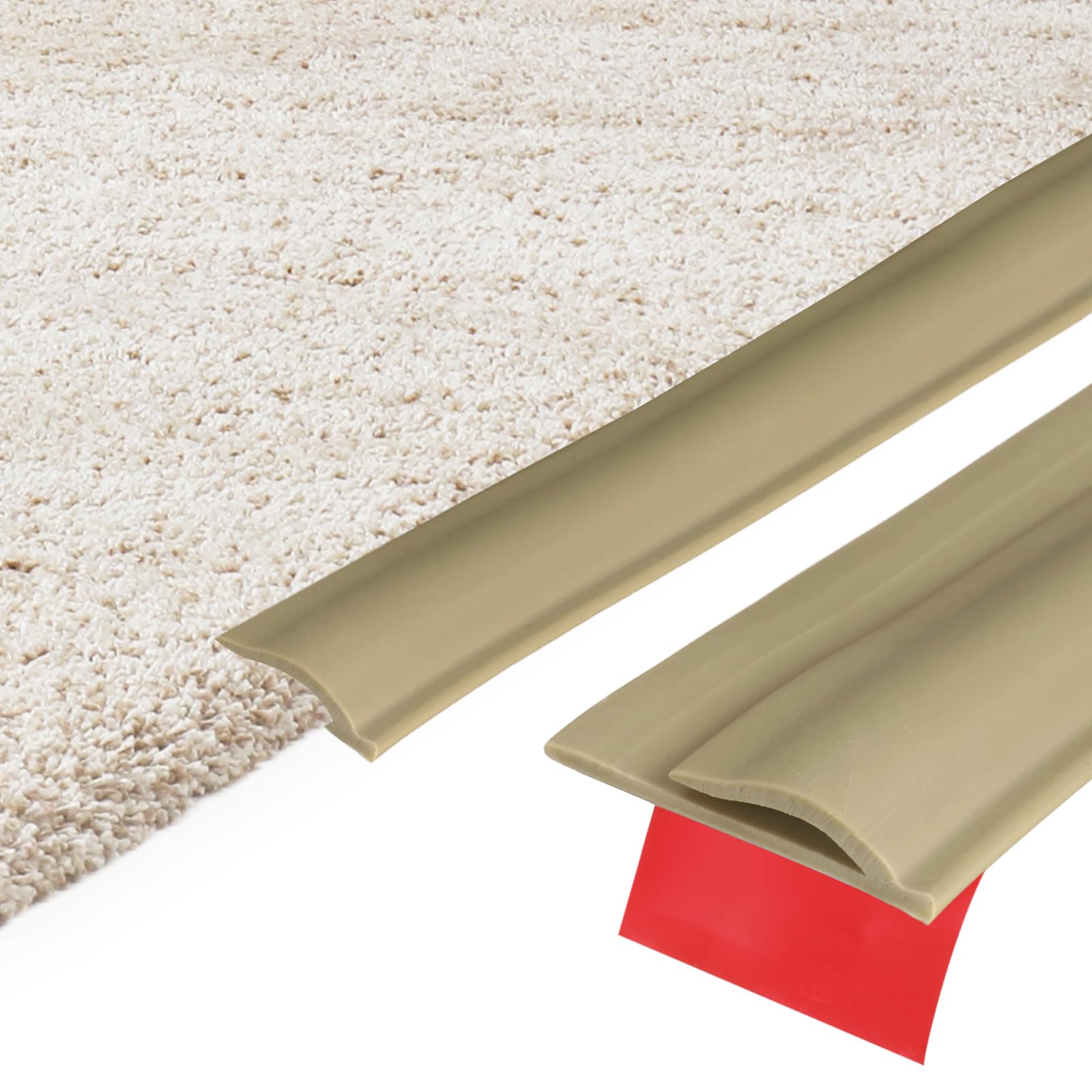 sourcing map 5m x 33mm x 5.5mm Carpet to Tile Transition Strip, Self-Adhesive Carpet Edge Strip, TPE Gap Cover, Laminate Edge Trim for Uneven Surfaces, Brown