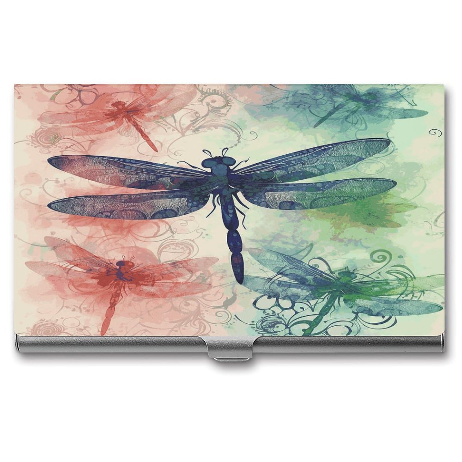 JTREHY Modern Dragonfly Business Card Case Convenient to Carry Business Card Dispenser Durable Not Prone to Wear And Tear Business Card Holder for Men & Women