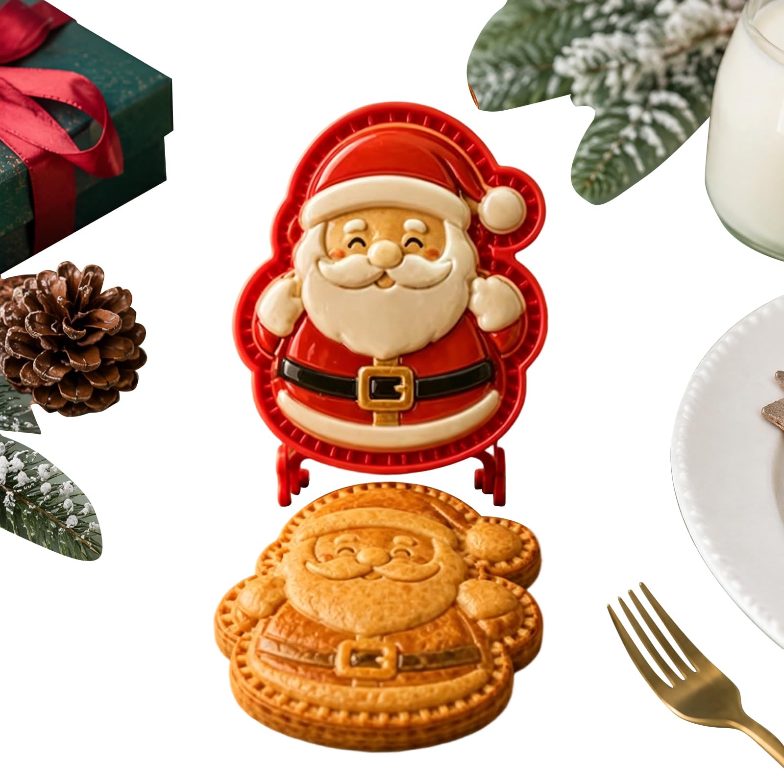 Christmas Hand Pie Molds, Holiday Hand Pie Maker Mould Kit, One Press Cutting, Mini Pies Moulds for Baking, Reusable Embossed Baking Moulds for Holiday Desserts Supplies-09