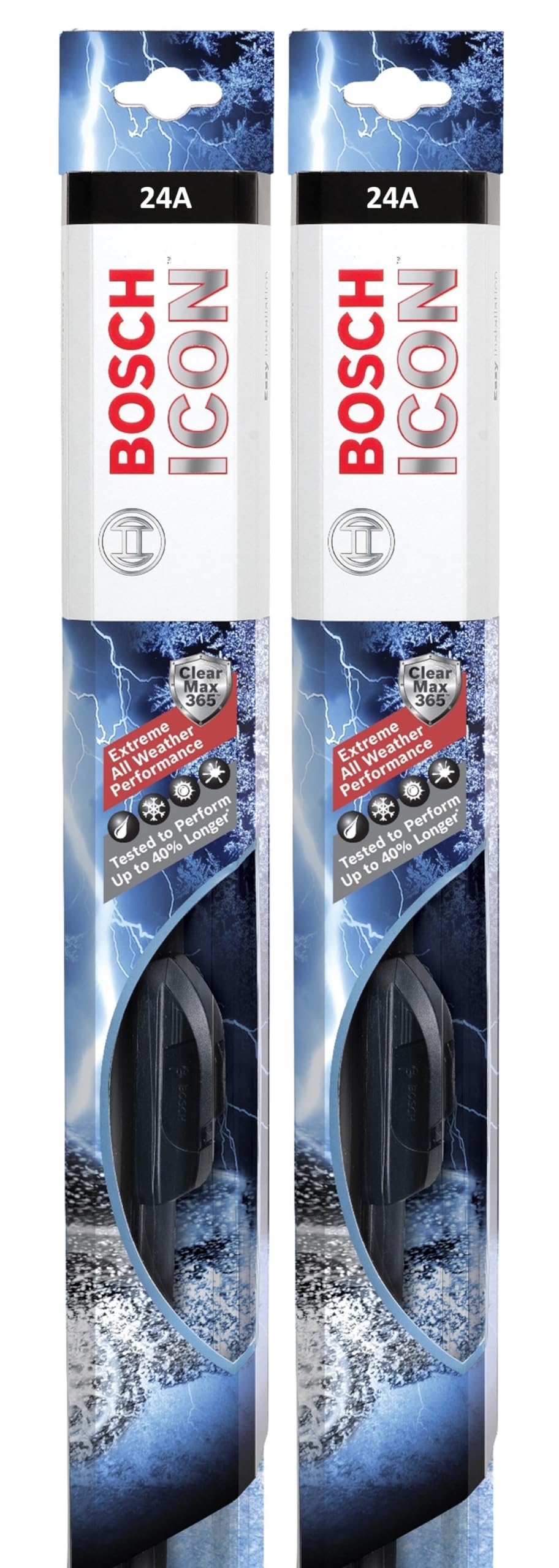 Photo 1 of BOSCH 24A24A ICON Beam Wiper Blades - Driver and Passenger Side - Set of 2 Blades (24A & 24A) Front (24A & 24A) ICON Combo Pack (Front)