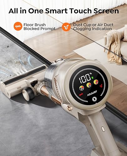 Miniatura 6 de Aspiradora inalámbrica, aspiradoras de 80 minutos50 kpa para el hogar, aspiradoras de palo con autoservicio, pantalla táctil, faros LED,