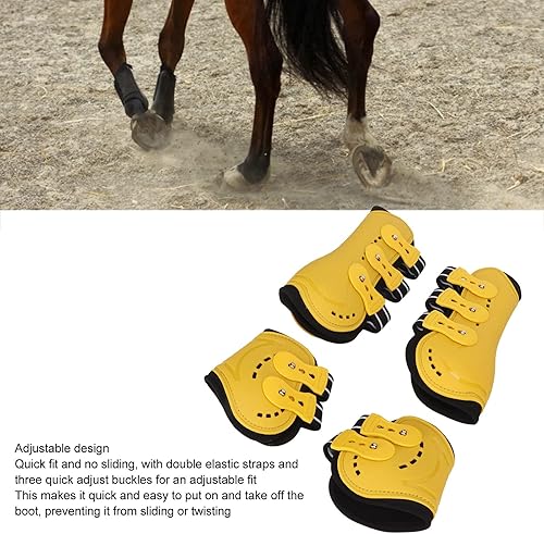 Miniatura 5 de Botas de tendón para caballo, frente abierto, transpirables, ajustables, botas protectoras para caballo, forro suave, botas protectoras para caballo