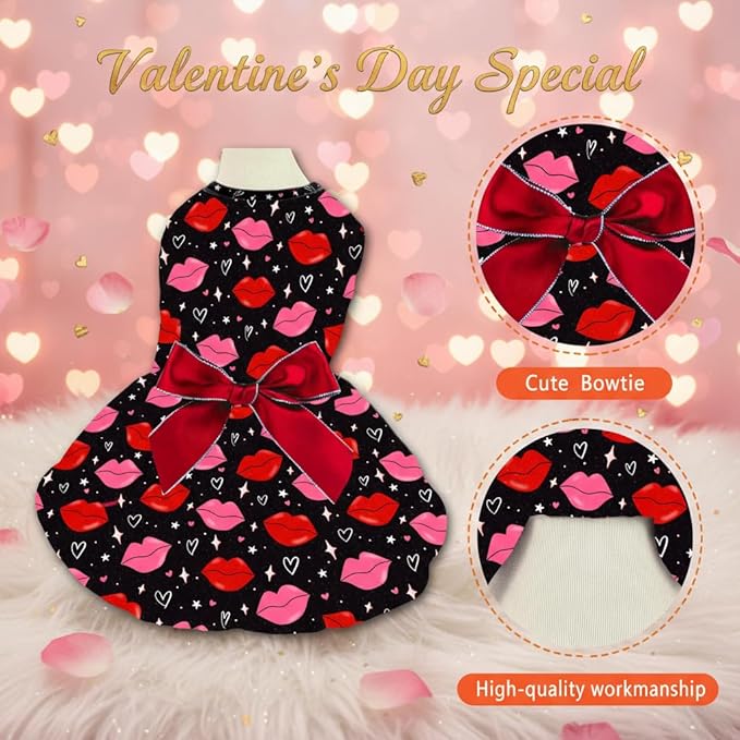 Vestido de San Valentín para Perro Pequeño Mediano con Estampado de Corazones miniatura 3