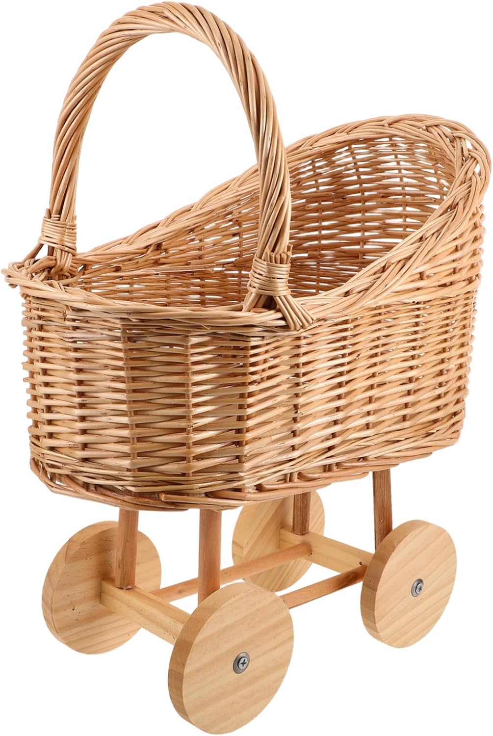 YARNOW Wicker Flower Girl Basket Vintage Style Willow Cradle with Wheels Lightweight Woven Storage Basket for Weddings Showers and Home Decor Rustic Appeal