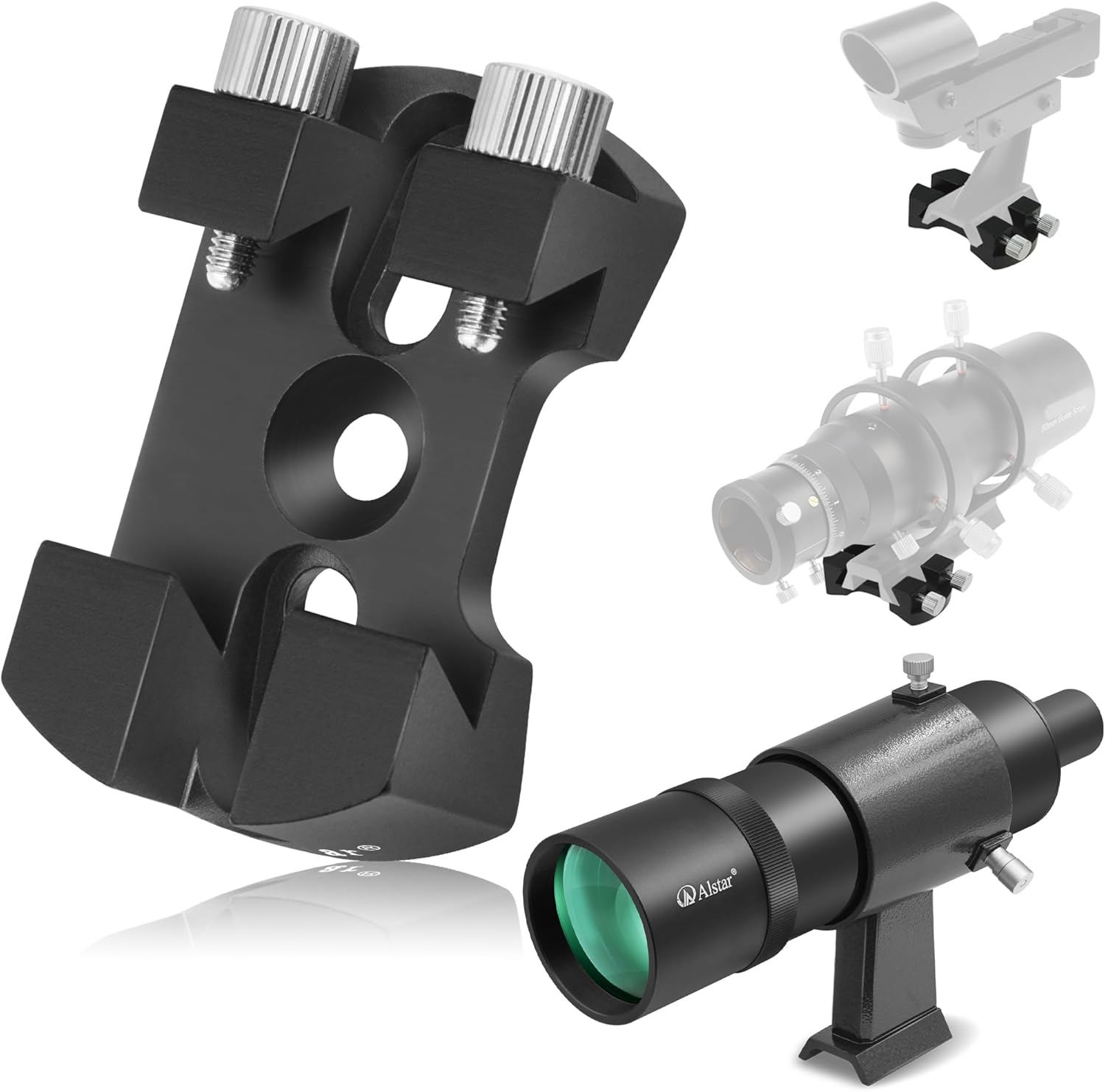 Alstar Finder Scope, 9x50 Finderscope - Bundle with - Universal Quick Release Finder Shoe Base