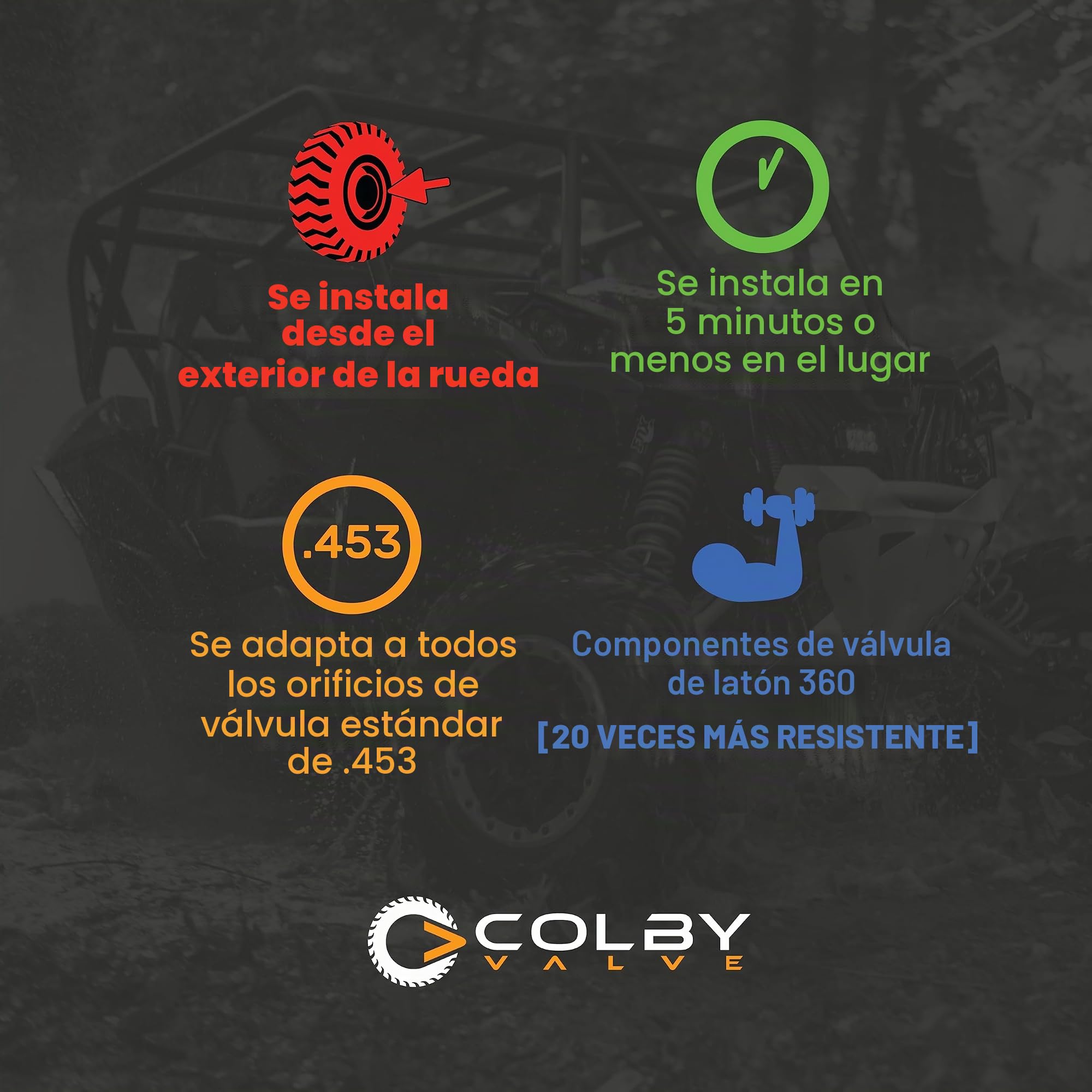 Colby Valve - Válvula de emergencia para neumáticos, 2 unidades, ideal para instalar en cualquier lugar