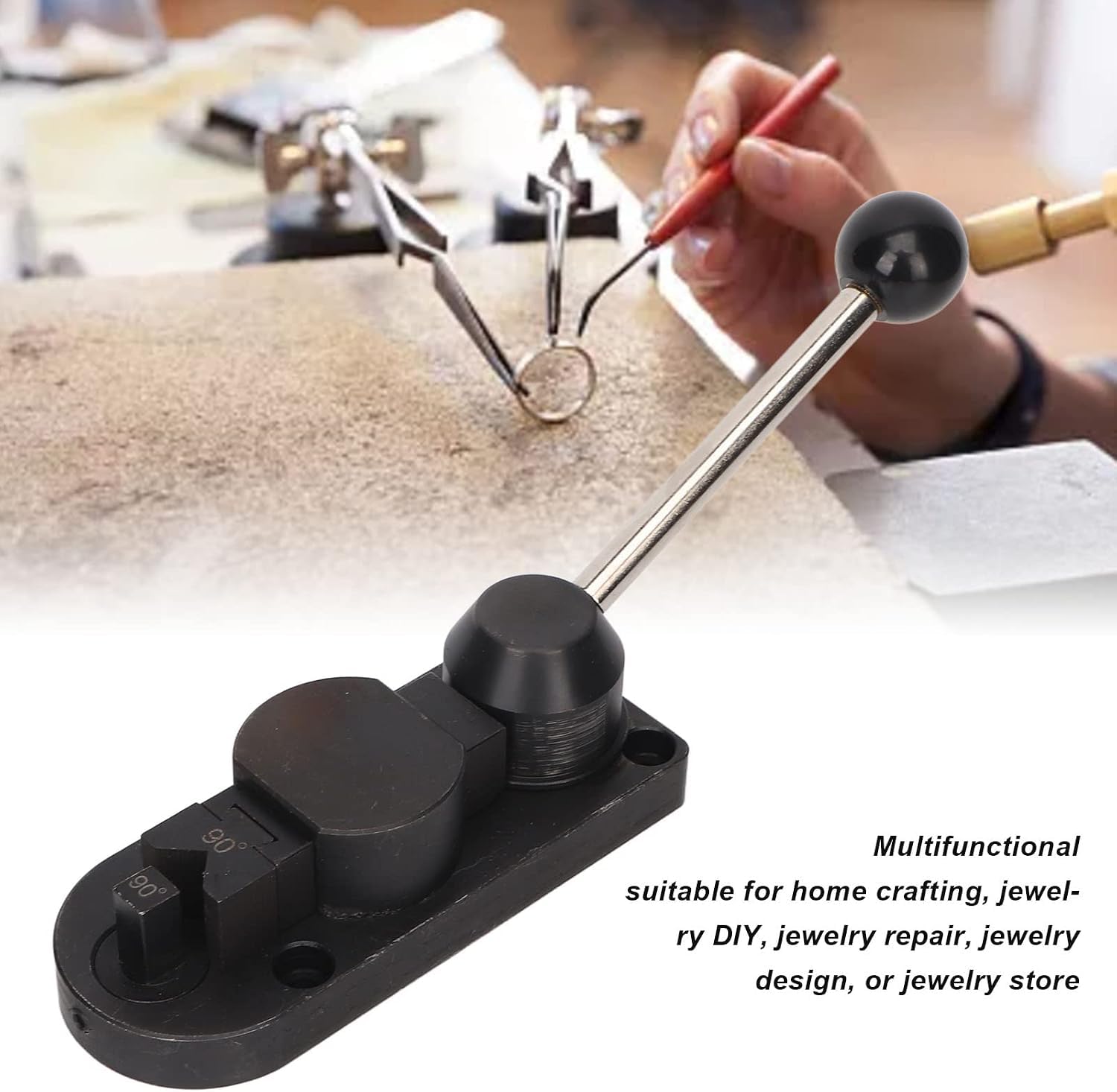 Herramienta dobladora de anillos para la fabricación de joyas, dobladora de anillos de acero de alta dureza con formador de nailon, medidor de anillos de metal blando