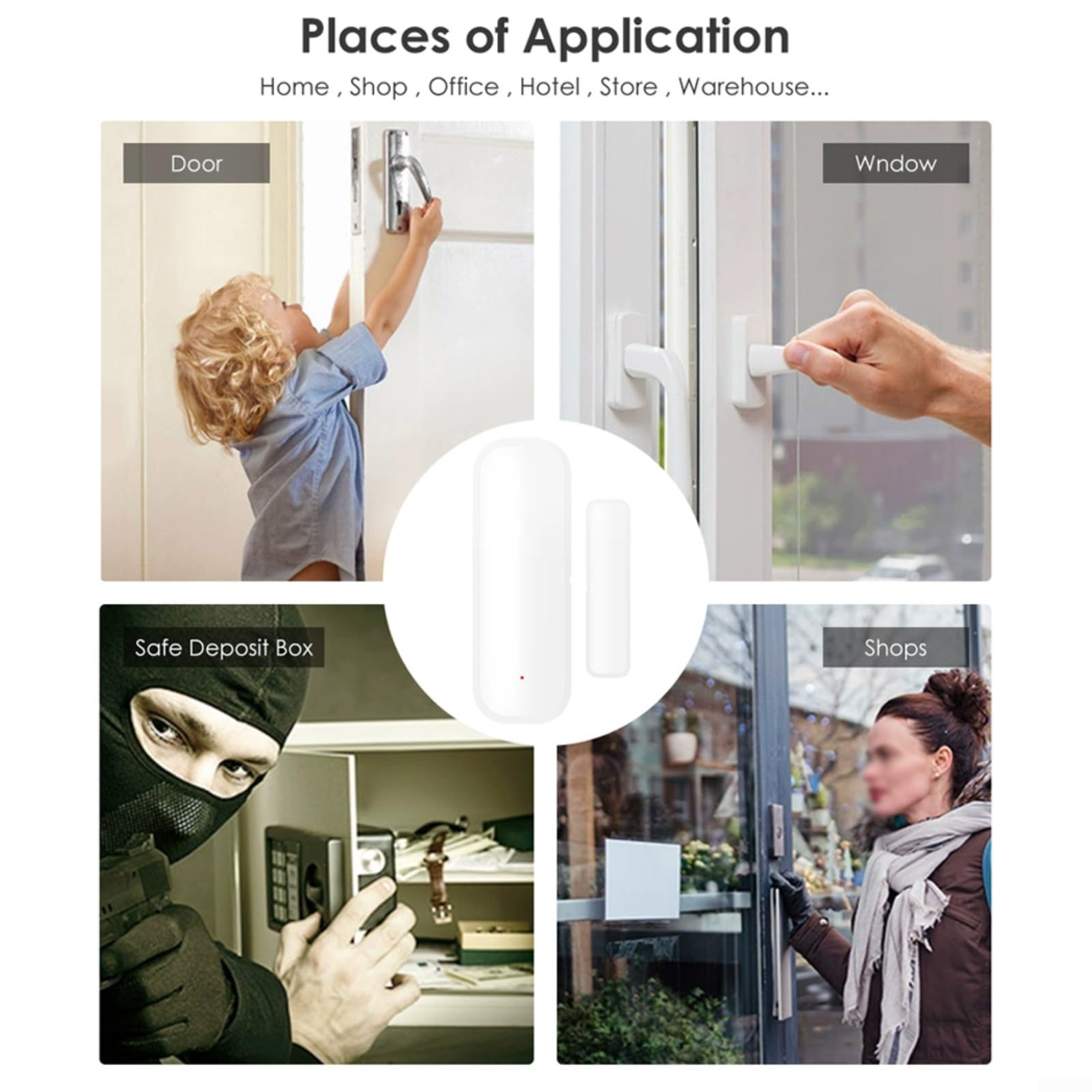 für Tuya WiFi/For Zigbee Door Sensor For Window Sensor Smart Home Door Detector(4pcs-Zigbee)