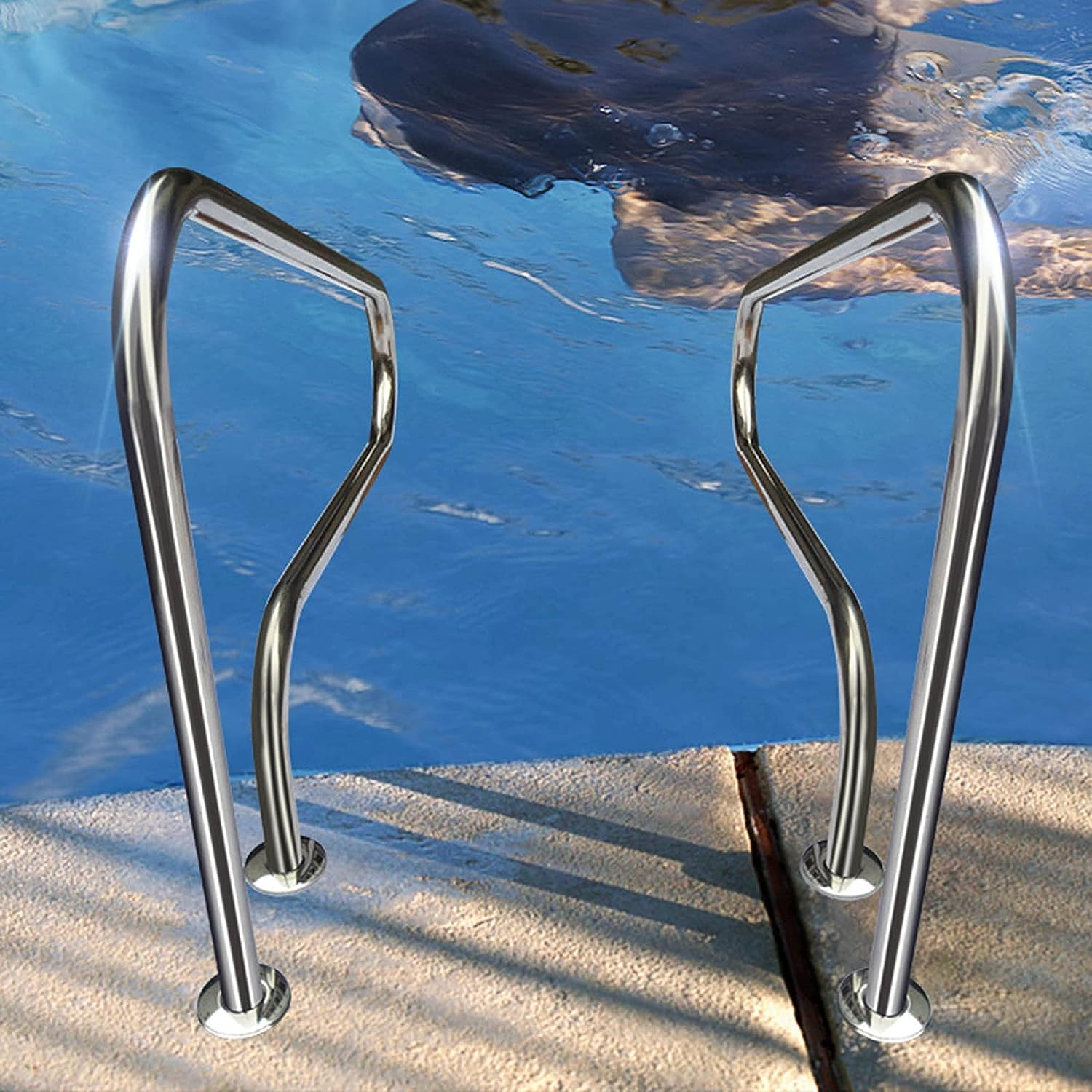 Genérico Barandilla para Piscina Pasamanos para Piscina Manijas de Escalera de Acero Inoxidable 304 Soportes para pasamanos Adecuado para Piscinas sobre el Suelo/jardín en el Patio Trasero No empotra