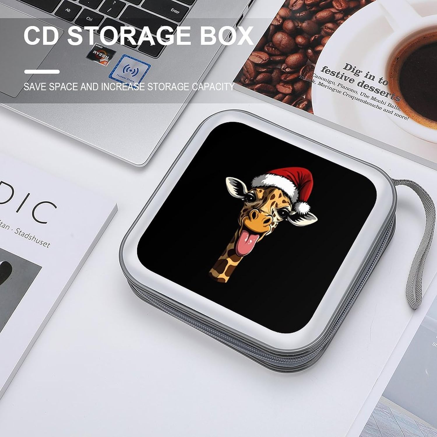 Santa Giraffe CD Case Portable DVD Storage Box CD Wallet Holder Binder Organizer for Car Home