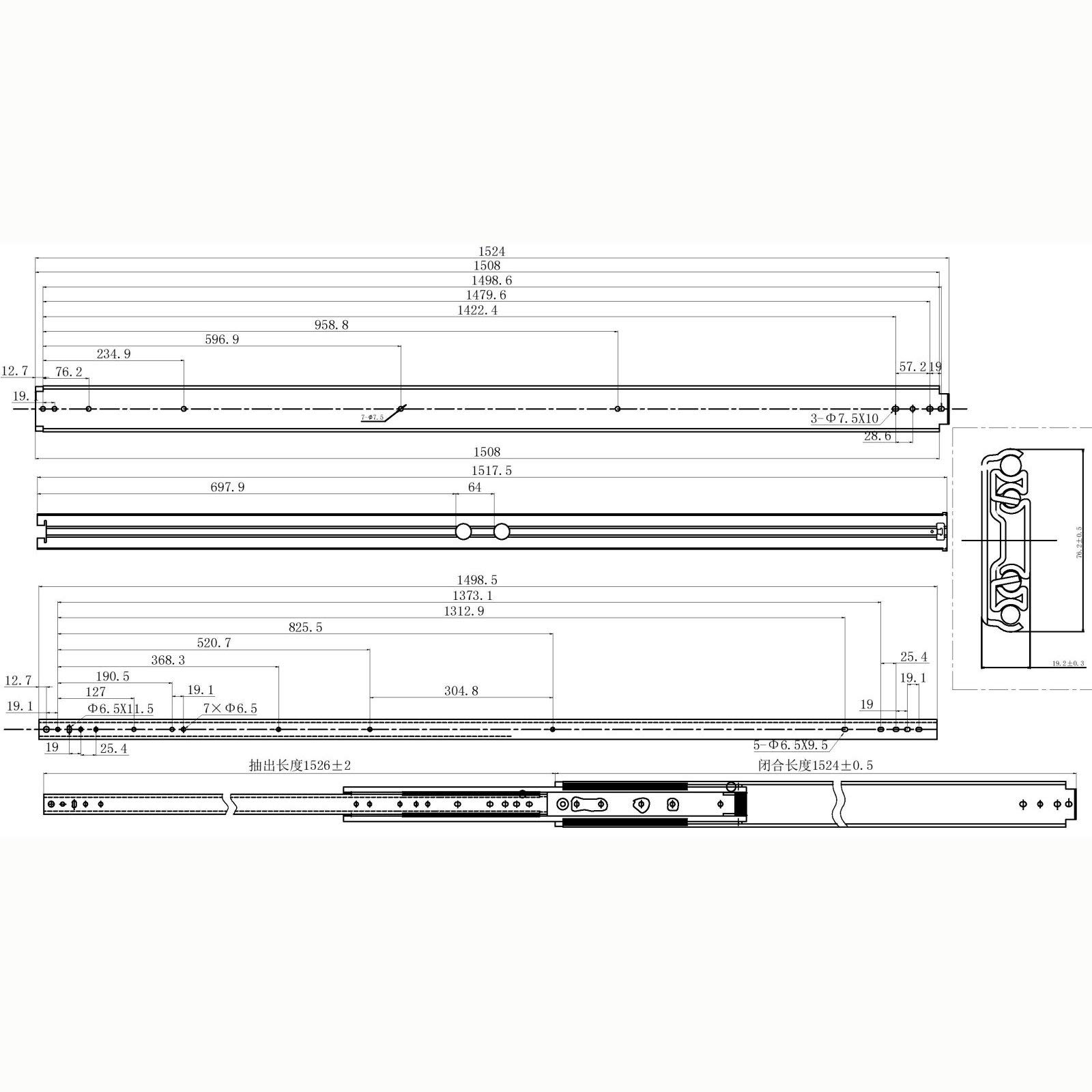 1 Paar Vadania Schwerlastauszüge 1500 mm, max. 200 kg