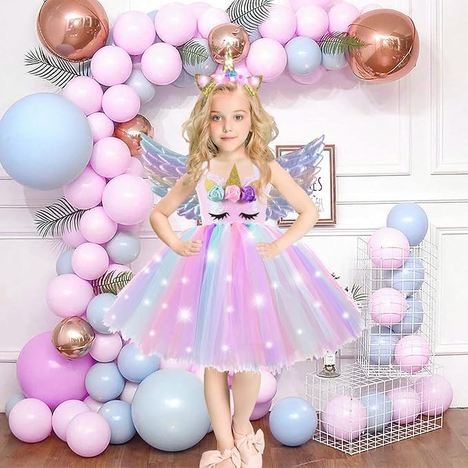 Vestido Unicornio LED para Niñas Disfraz Cumpleaños Fiesta Tutu miniatura 4