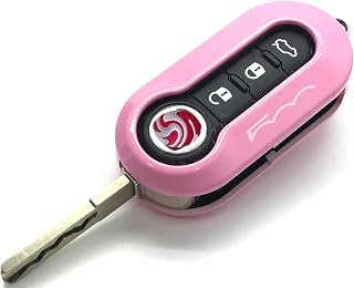 Nordecco - Funda para llave de 3 botones, color rosa para Fiat 500, 500C, 500L, Abarth Grande Punto, Brava, Fiat Panda, Stilo, Linea