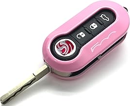 Nordecco Pink 3-Button Key Case Cover for Fiat 500, 500C, 500L, Abarth Grande Punto, Brava, Fiat Panda, Stilo, Linea