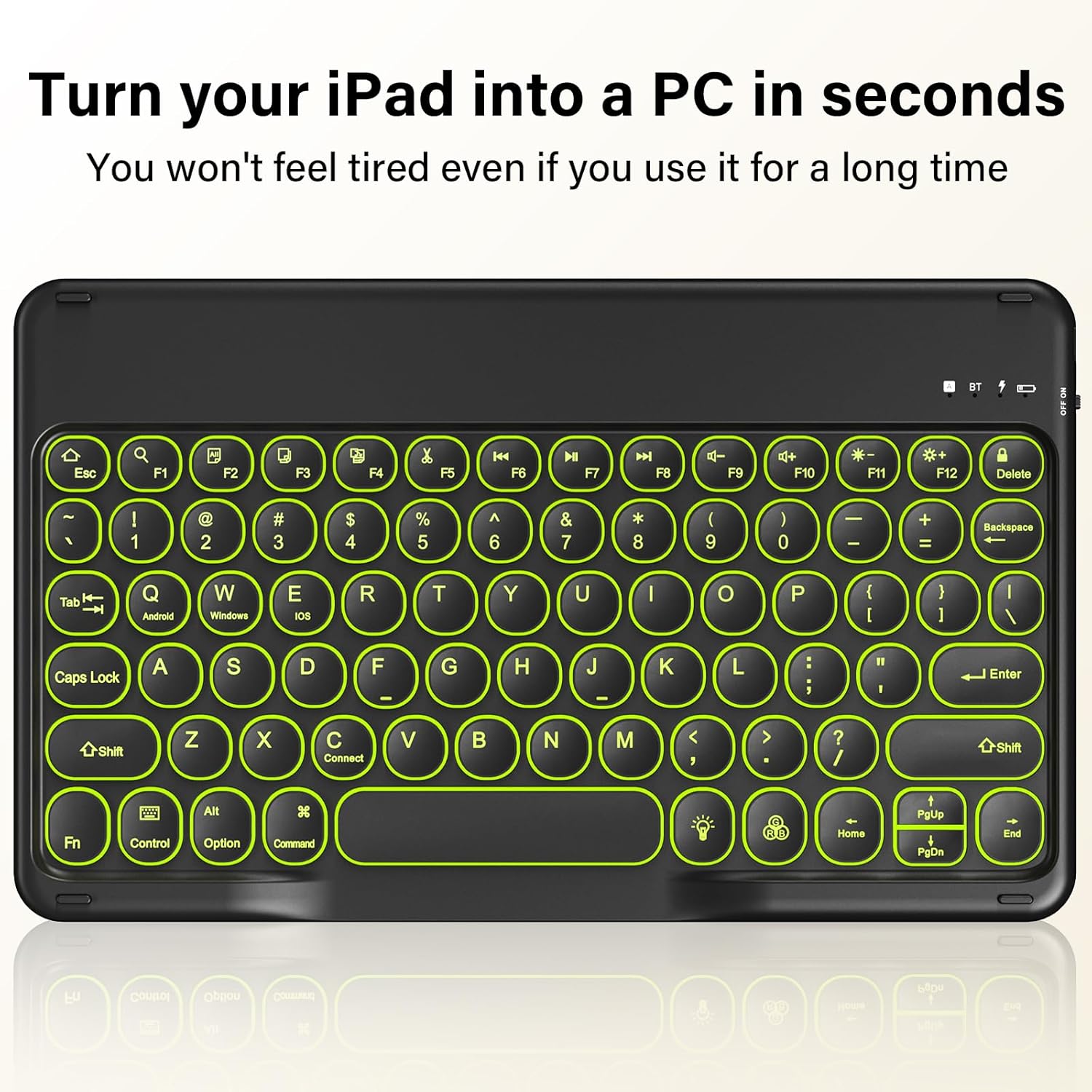 Keyboard Case for iPad 9th/8th/7th Generation(2021/2020/2019) Detachable Wireless Bluetooth Keyboard Case for 10.2 inch iPad 9/8/7 Cover with Pencil Holder Auto Wake/Sleep, Cream White