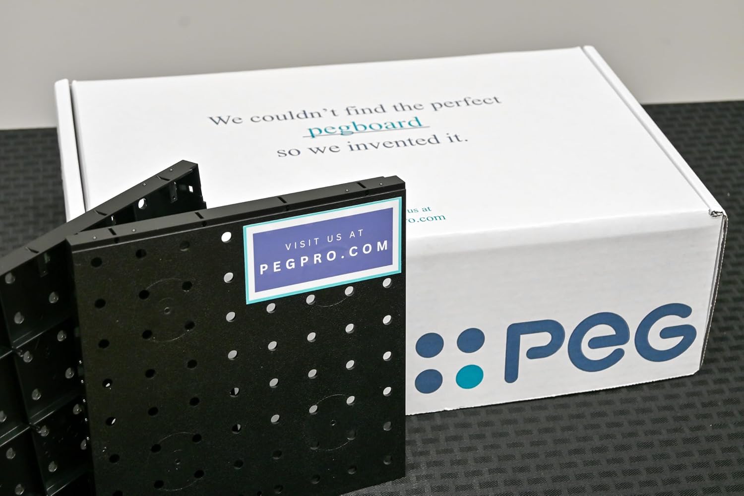 PegPro® Pegboard Wall Tile Kit – 16 Tiles (8” x 8”) cover 7.1 sq-ft – Easy Solo Installation Project with Customizable Layout – Install on Sheetrock Wall Using Only a Hammer - (Black)