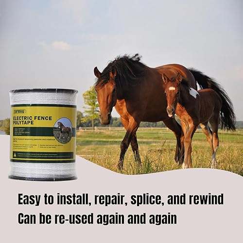 Miniatura 3 de Valla eléctrica Polytape con 5 conductores, 1/2 pulgada 0.5 in de ancho, 656 pies 656.2 ft de longitud, color blanco