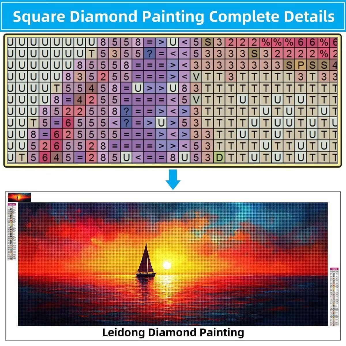 Malarstwo diamentowe 5D "zrób to sam" dla dzieci, małe morze, żaglówka, obraz diamentowy 80 x 160 cm, tworzenie mozaiki według liczb, zestaw do malowania krzyżykowego, dla dorosłych, dekoracja domu 8Y