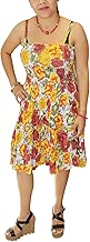 Mogul Interior Women's Beach Dresses Colorful Yellow Printed Strappy Day Dress S/M