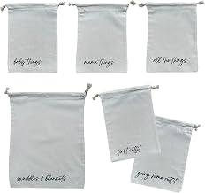 Lucky Love Hospital Bags For Labor and Delivery, Diaper Bag Organizing Pouches and Hospital Bag Essentials For Mom (Canvas Drawstring Hospital Pouches)