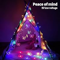 Vista 35 de Butterfly Curtain Lights 13ft 96 LED Twinkle Fairy Lights 8 Modes String Lights with Remote, Butterfly Hanging Decoration for Bedroom Dorm Wall