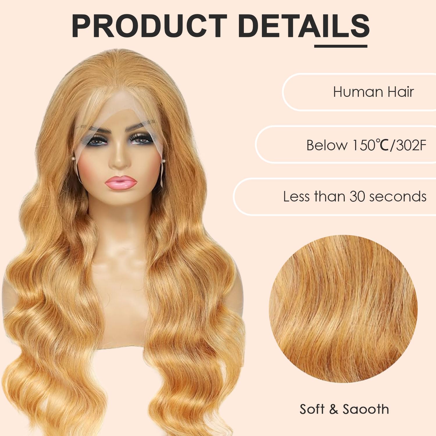 Honey Blonde Wig Human Hair 200 Density 13x4 Body Wave HD Lace Front Wigs Human Hair Pre Plucked With Baby Hair Blonde Wig Human Hair Color Frontal Wigs For Women 22 Inch