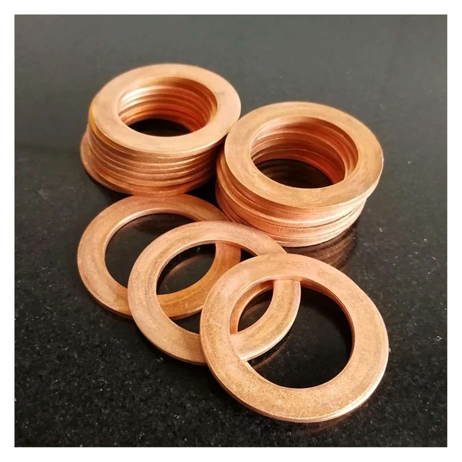 Copper Flat Washer M22 Seal Gasket Inner Diameter 22mm Sealing Ring Thin Sheet Red Copper Washer(22x29x1.5 (15pcs)) - Assortment Gasket Kit(22x28x1.5 (15pcs))