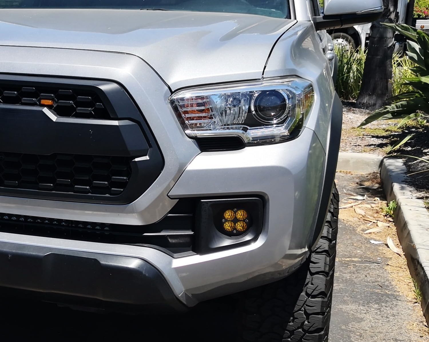iJDMTOY Yellow Lens 24W High Power LED Wide Angle SAE Flood Beam Fog Light Kit w/Foglamp Bezels, Relay Wiring Harness Compatible With 2016-2023 Toyota Tacoma