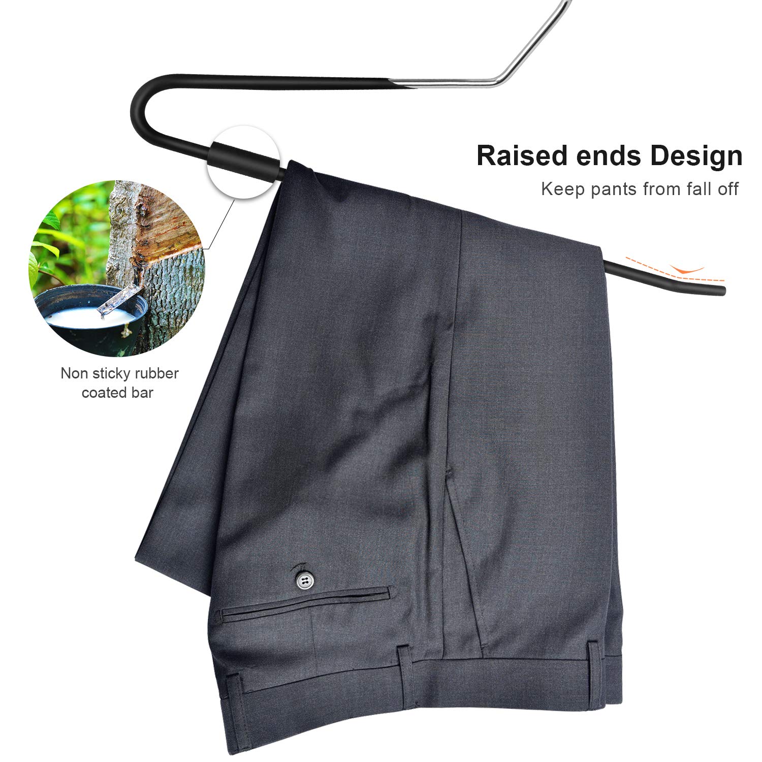 Hangerspace 16 Grucce Per Pantaloni In Metallo - Salvaspazio, Antiscivolo, Estremità Aperta - Per Jeans, Sciarpe, Cravatte, Nero