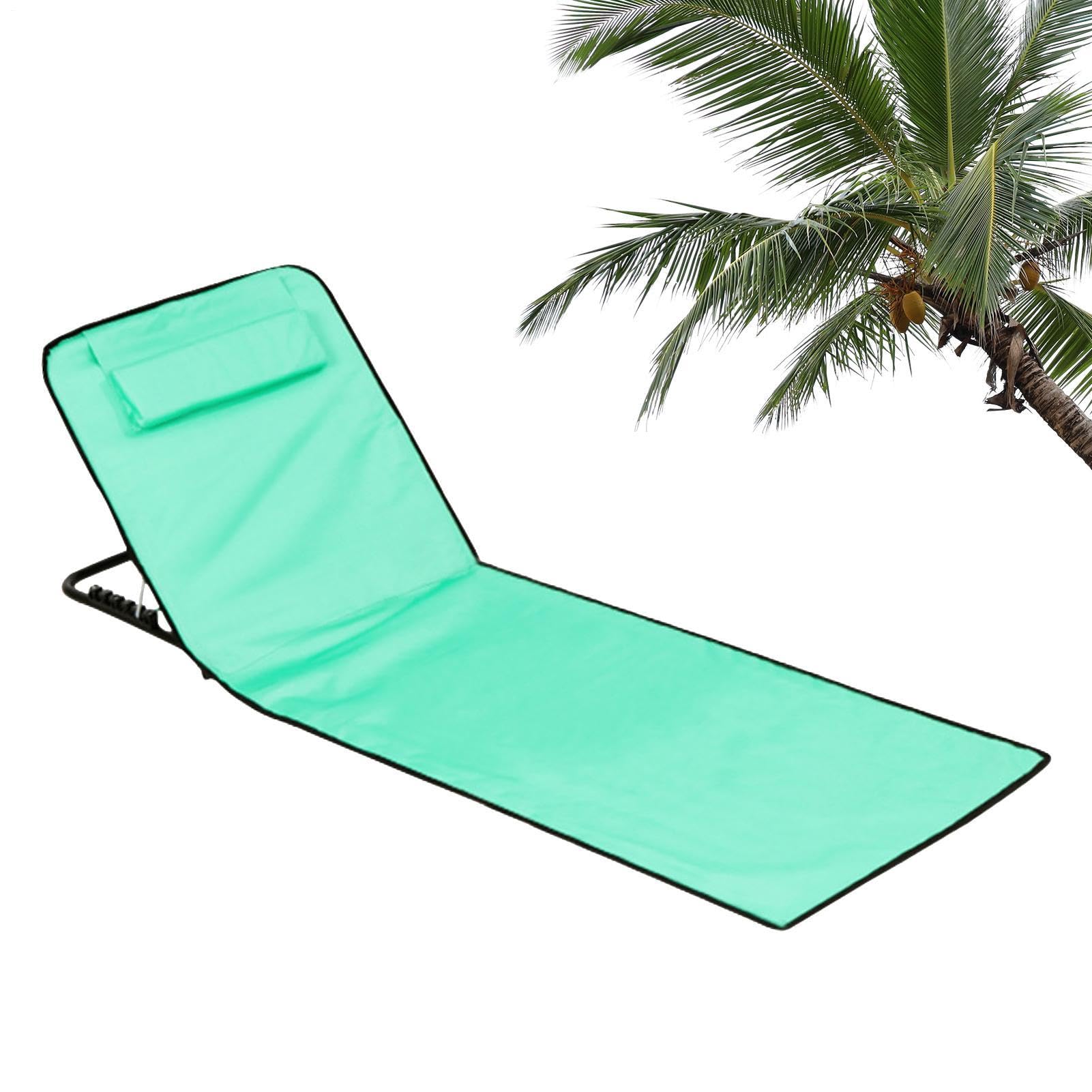 Sedia materassino da spiaggia Tappetino prendisole portatile | Sdraio da mare pieghevole con poggiatesta e schienale 160x52x38cm Per donne uomini giovani famiglia campeggio piscina picnic