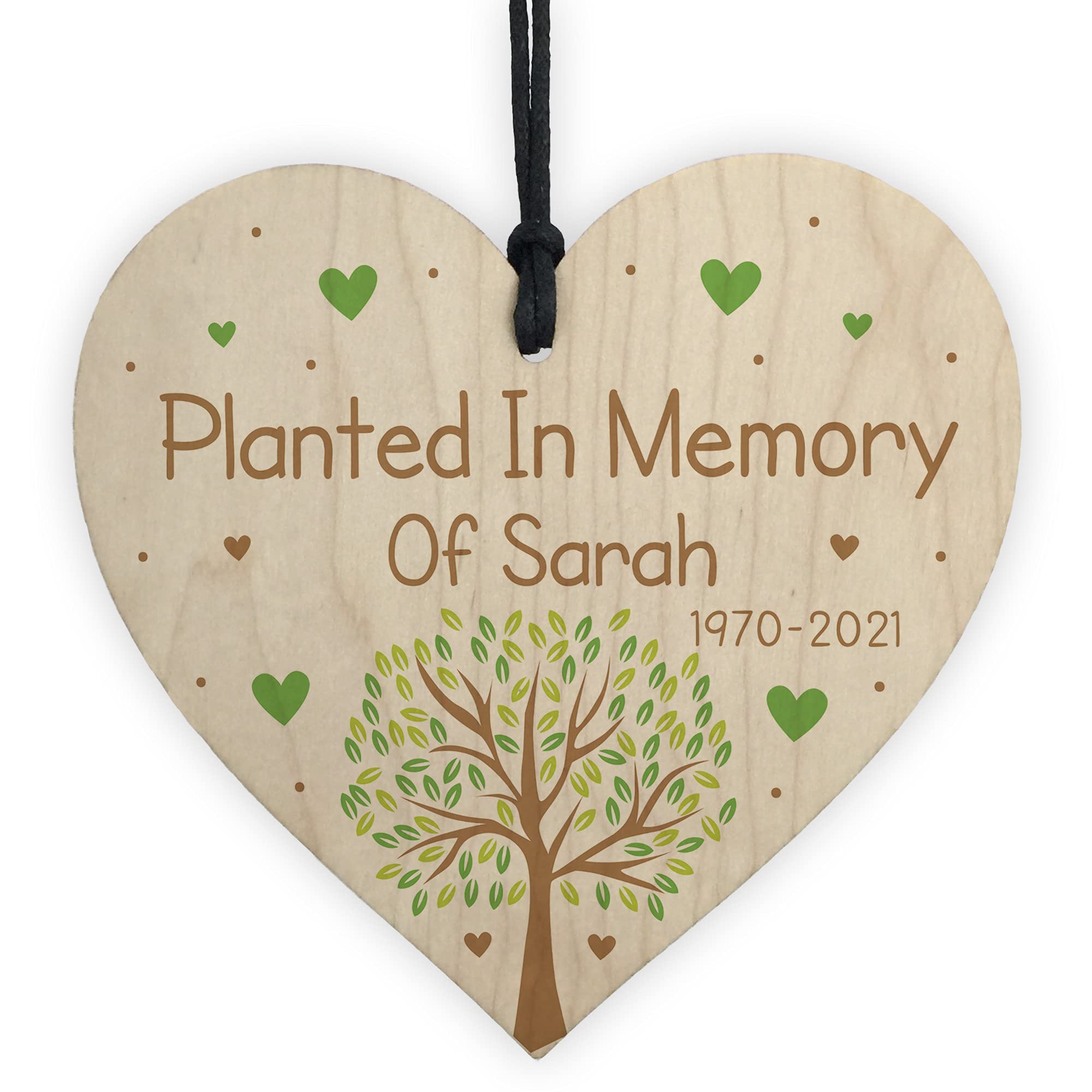 Personalised In Memory Plaque Mum Dad Nan Grandad Memorial Gift Wooden Heart Plaque