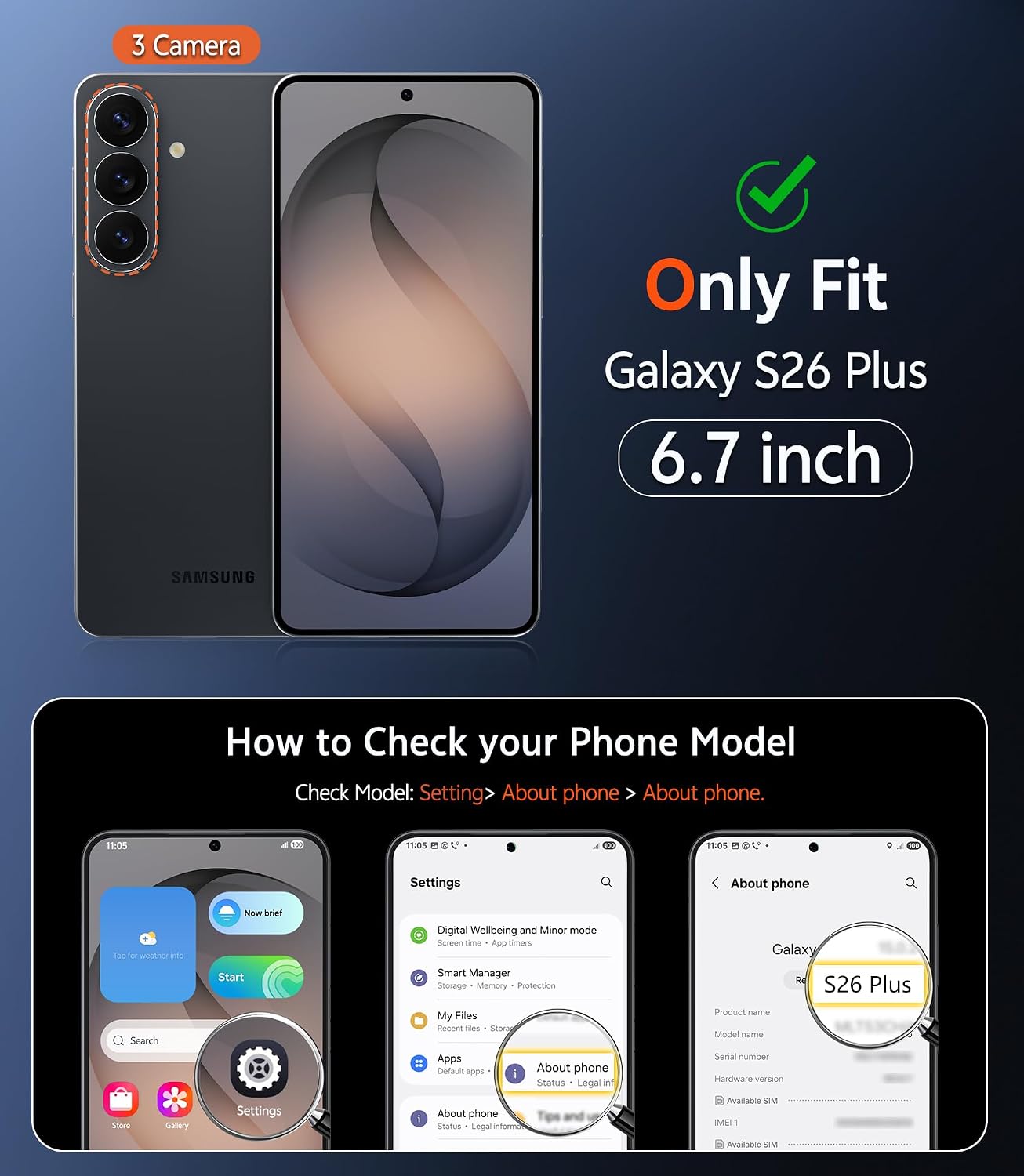 FNTCASE for Samsung Galaxy S26-Plus Case: Matte Magnetic Phone Cases with Screen Protector Compatible with Magsafe Slim Anti Yellowing Protective Translucent Cover (Frosted Black Magnetic)