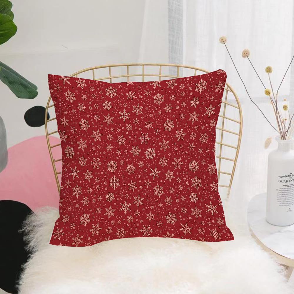 HYMSXW Cushion Cover,Throw Pillow Case Home Decorative for Living Room Bedroom Sofa Chair 20X20 Inch,Christmas, cascading golden and white snowflake decorative pattern,Pillowcase 50X50cm